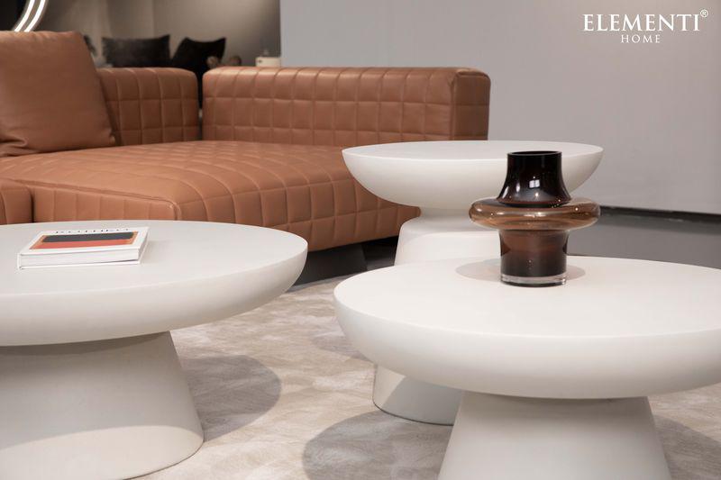 Elementi Home Kylix 14" Small Cream White Concrete Side Table