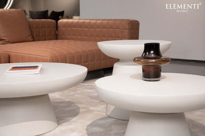 Elementi Home Kylix 14" Small Cream White Concrete Side Table