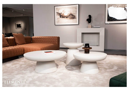 Elementi Home Kylix 14" Small Cream White Concrete Side Table