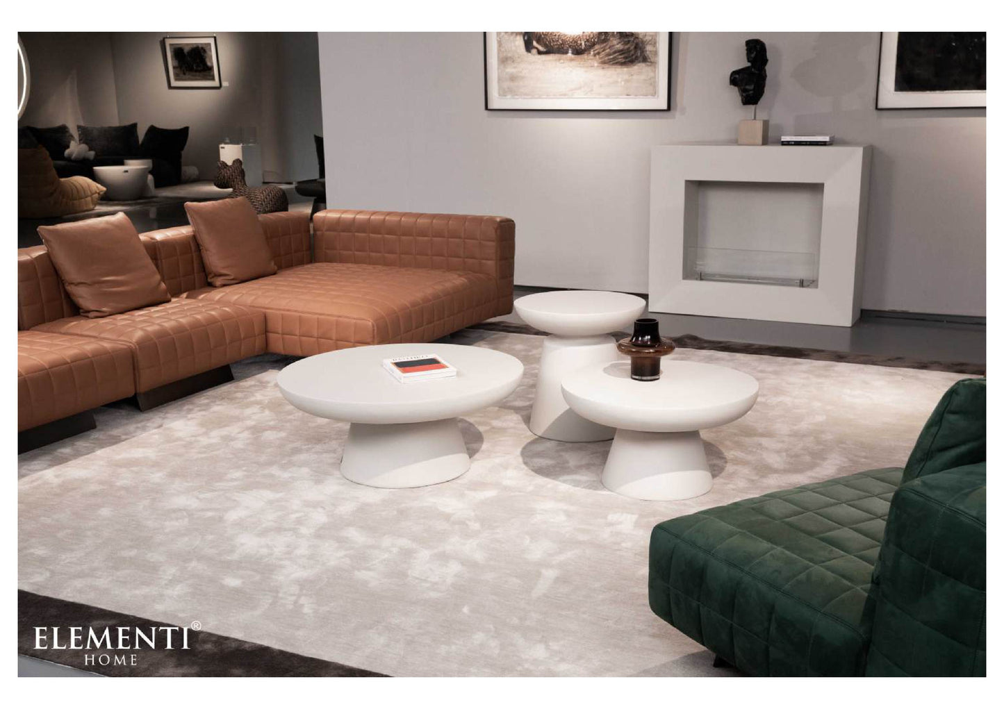 Elementi Home Kylix 14" Small Cream White Concrete Side Table