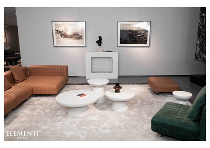 Elementi Home Kylix 14" Small Cream White Concrete Side Table