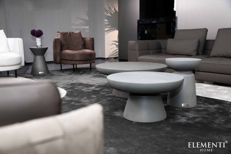 Elementi Home Kylix 14" Small Space Grey Concrete Side Table