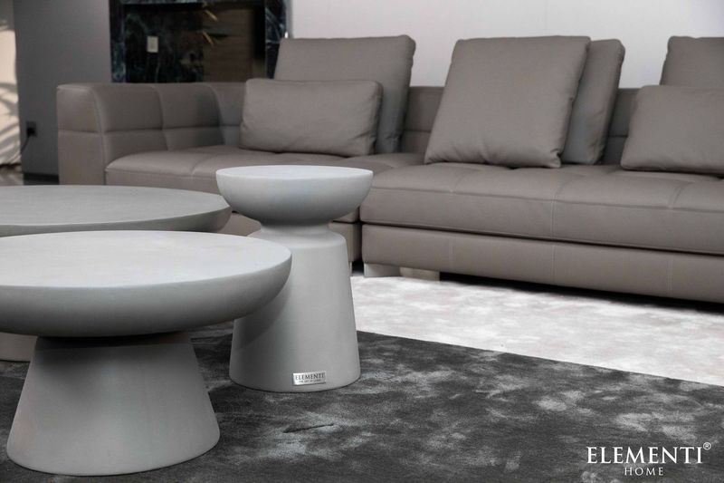 Elementi Home Kylix 14" Small Space Grey Concrete Side Table
