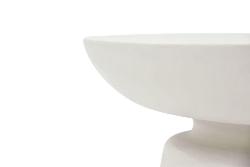 Elementi Home Kylix 20" Large Cream White Concrete Side Table