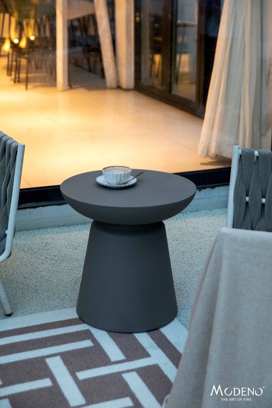 Elementi Home Kylix 20" Large Slate Black Concrete Side Table