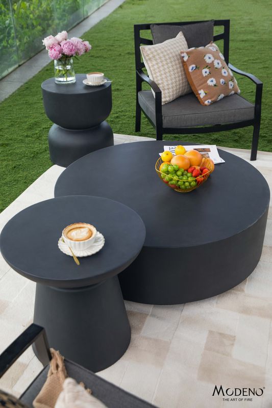 Elementi Home Kylix 20" Large Slate Black Concrete Side Table