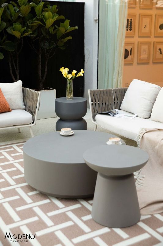 Elementi Home Kylix 20" Large Space Grey Concrete Side Table