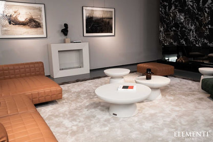 Elementi Home Kylix 26" Small Cream White Concrete Coffee Table