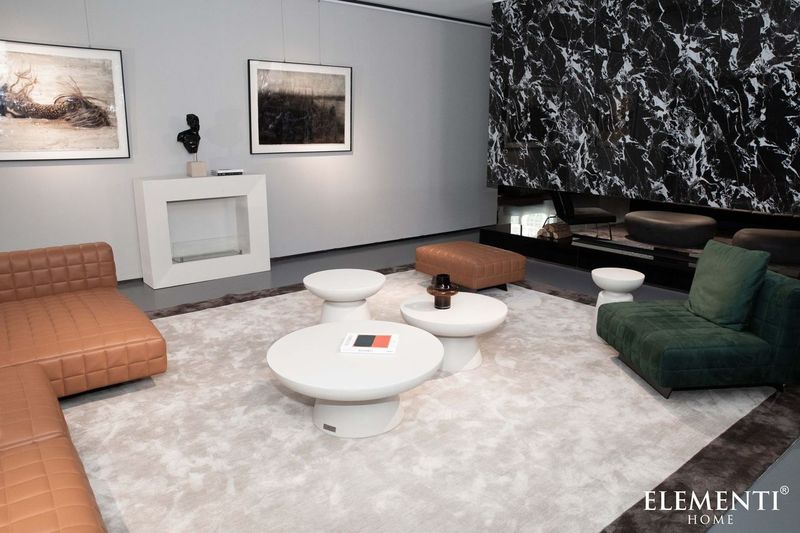 Elementi Home Kylix 26" Small Cream White Concrete Coffee Table