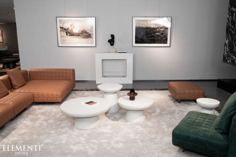 Elementi Home Kylix 26" Small Cream White Concrete Coffee Table