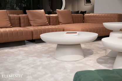 Elementi Home Kylix 26" Small Cream White Concrete Coffee Table