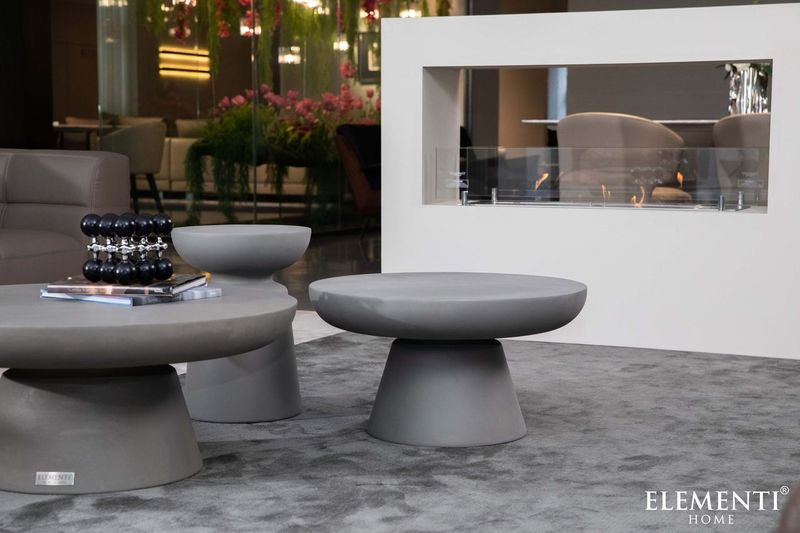Elementi Home Kylix 26" Small Space Grey Concrete Coffee Table
