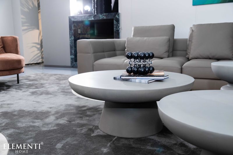 Elementi Home Kylix 26" Small Space Grey Concrete Coffee Table