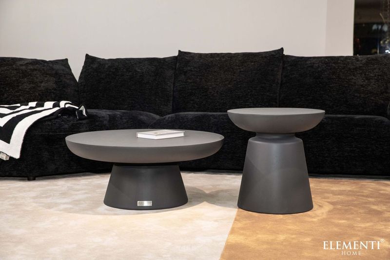 Elementi Home Kylix 34" Medium Slate Black Concrete Coffee Table