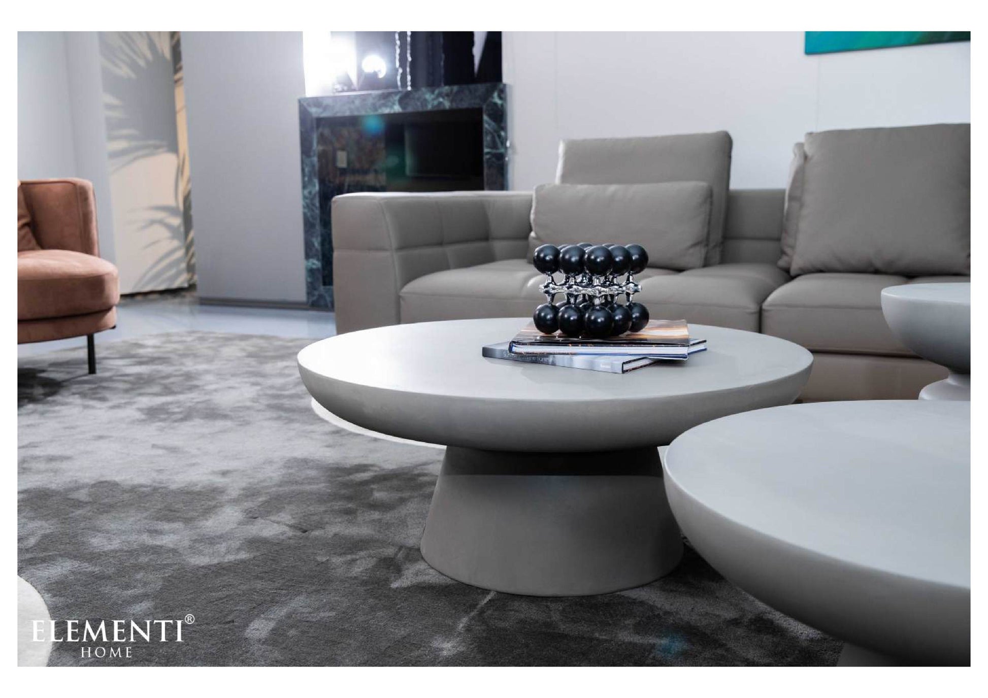 Elementi Home Kylix 34" Medium Space Grey Concrete Coffee Table