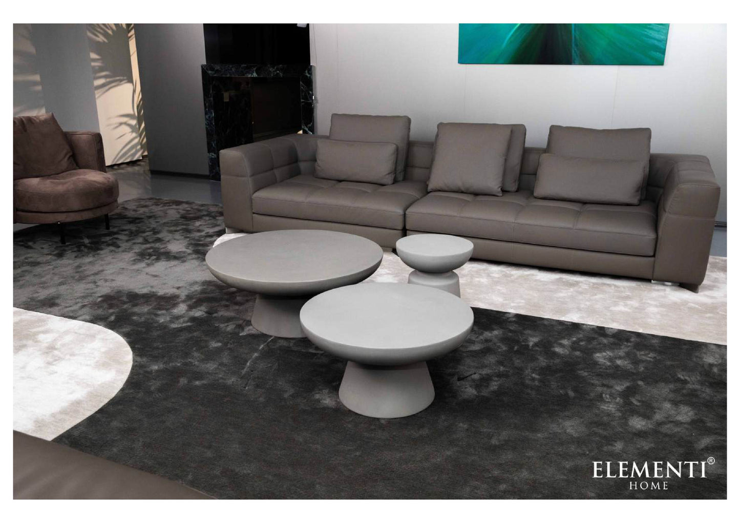 Elementi Home Kylix 34" Medium Space Grey Concrete Coffee Table