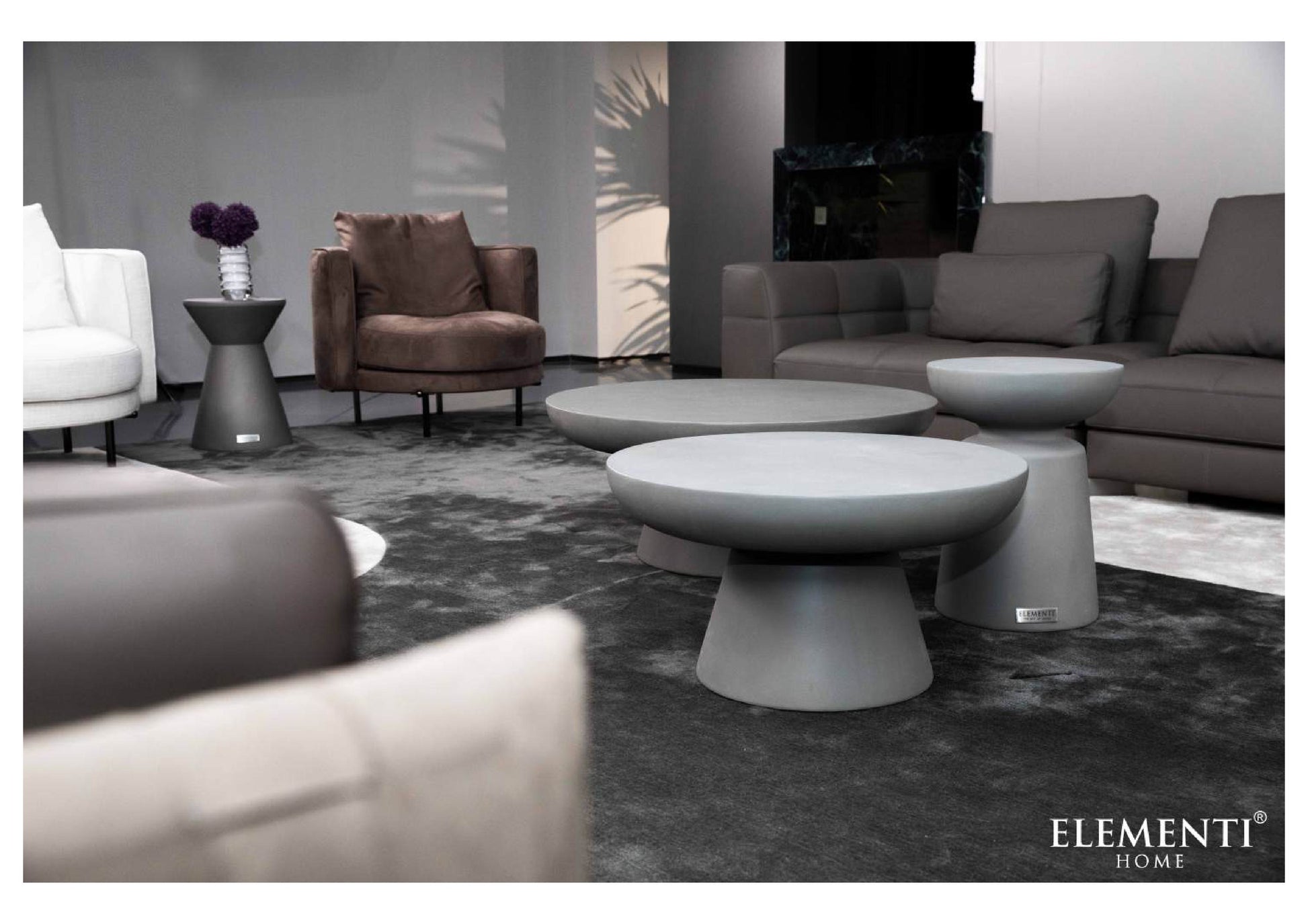 Elementi Home Kylix 34" Medium Space Grey Concrete Coffee Table