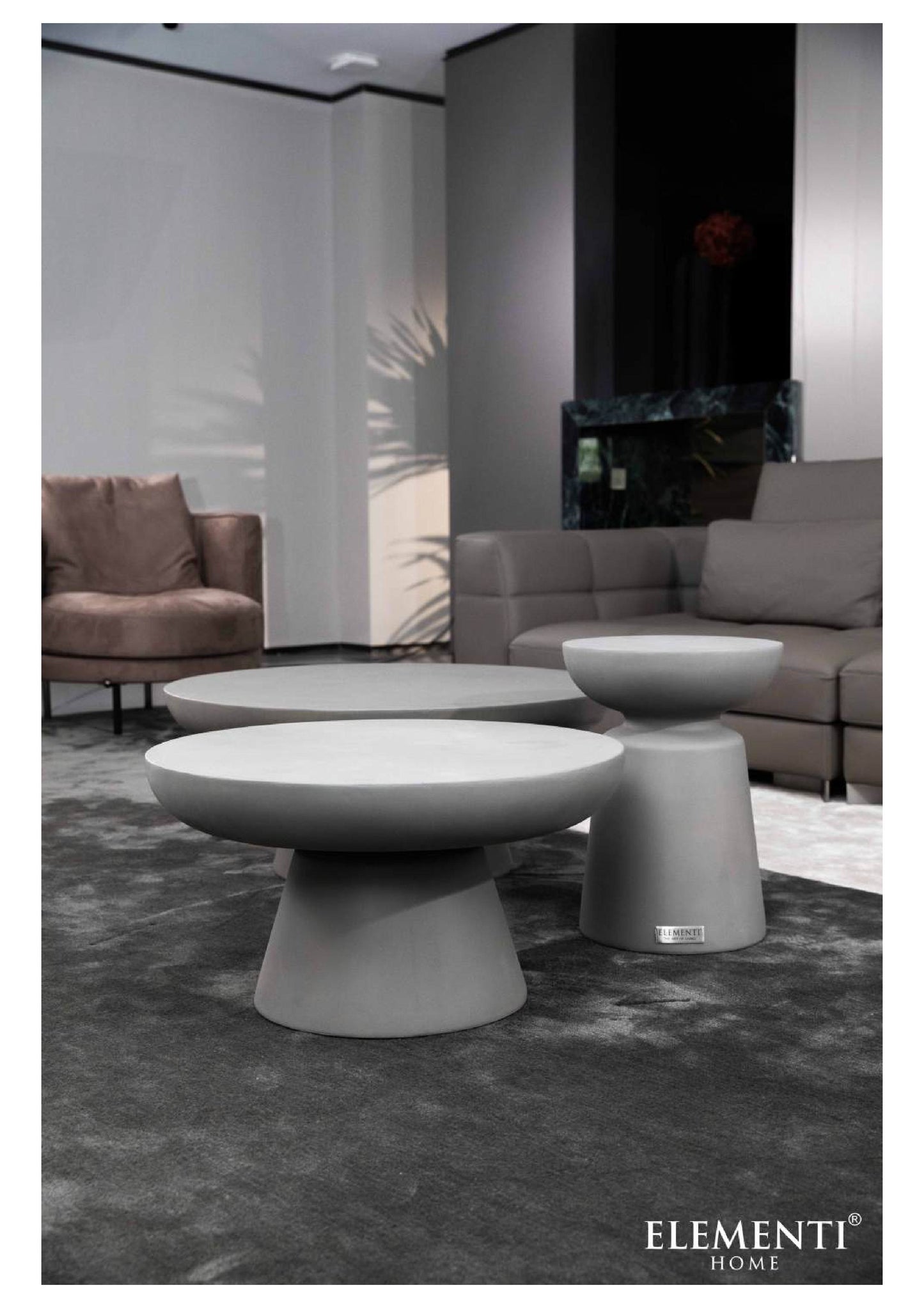 Elementi Home Kylix 34" Medium Space Grey Concrete Coffee Table