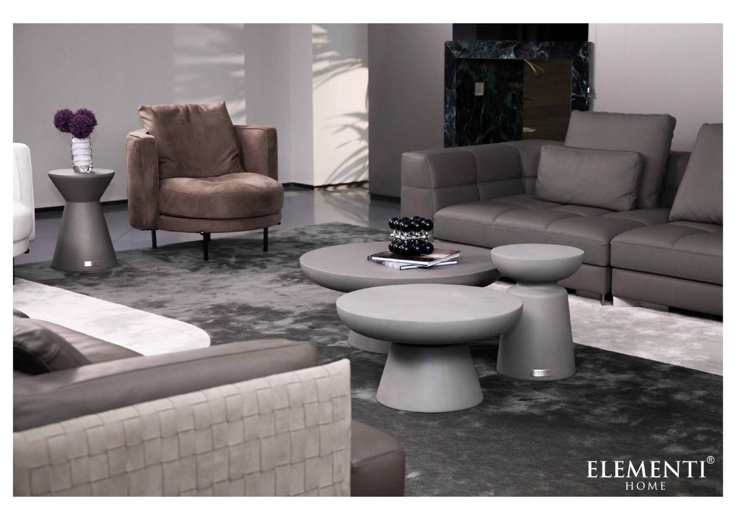 Elementi Home Kylix 34" Medium Space Grey Concrete Coffee Table