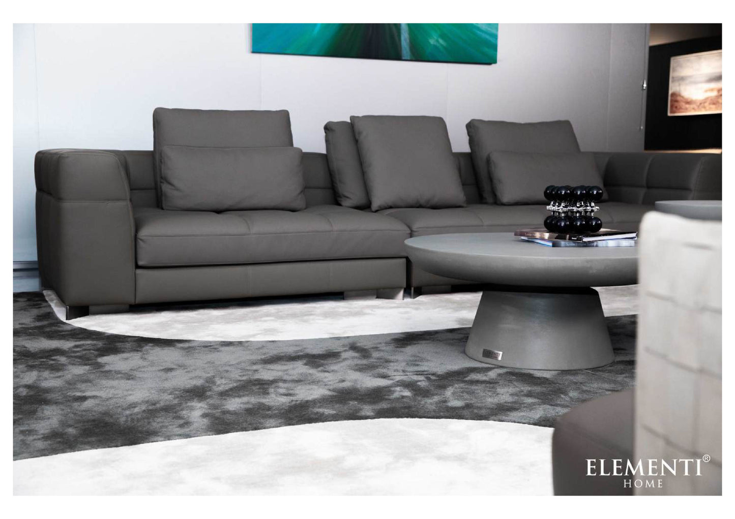 Elementi Home Kylix 34" Medium Space Grey Concrete Coffee Table