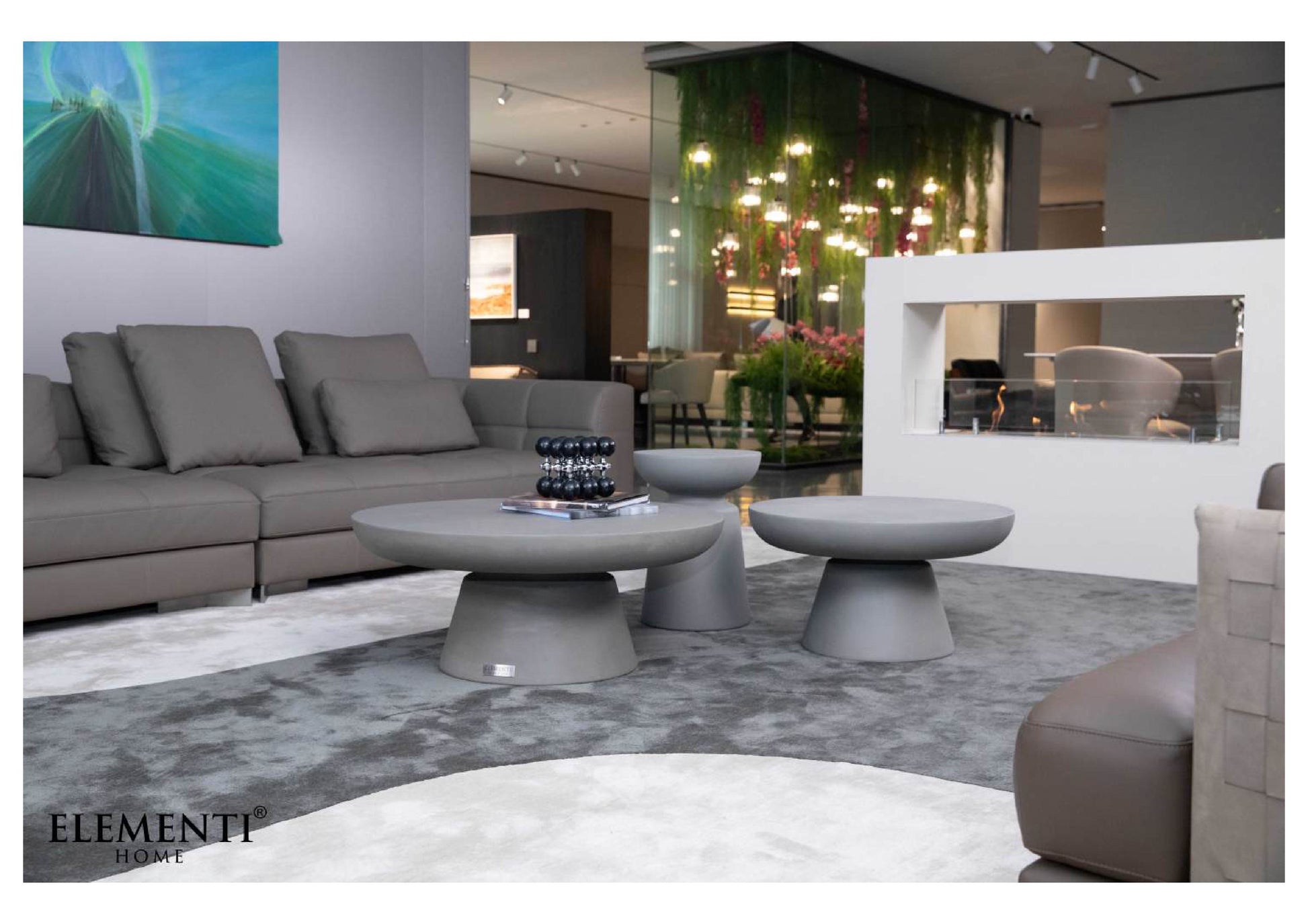 Elementi Home Kylix 34" Medium Space Grey Concrete Coffee Table