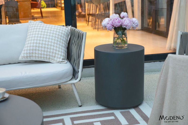 Elementi Home Rome 18" Large Slate Black Concrete Side Table