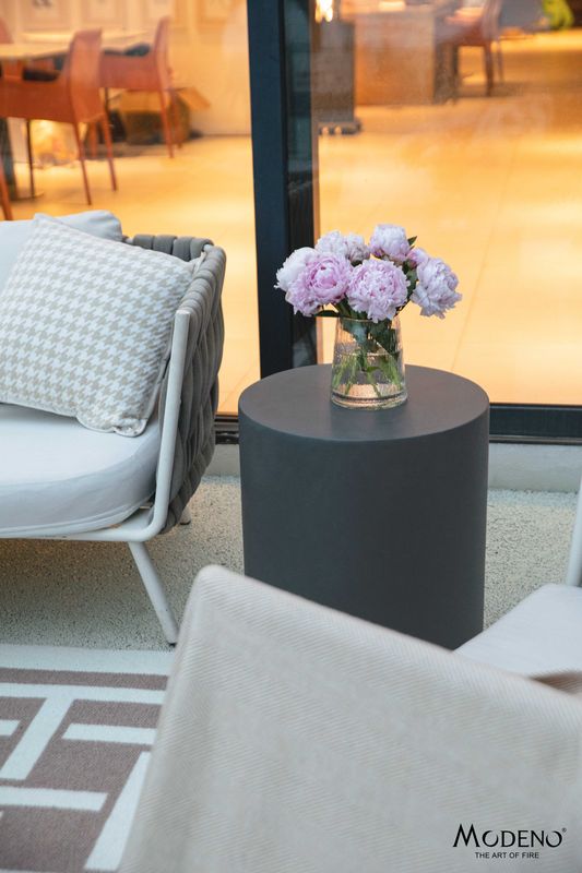 Elementi Home Rome 18" Large Slate Black Concrete Side Table