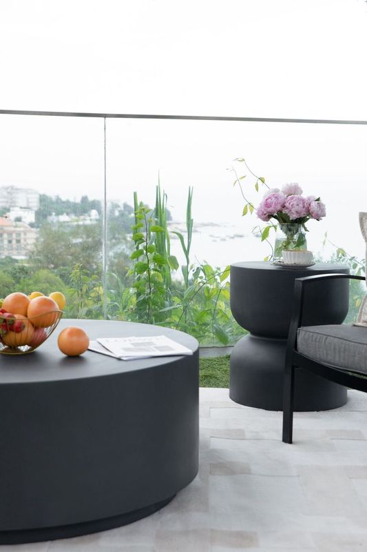 Elementi Home Rome 34" Medium Slate Black Concrete Coffee Table