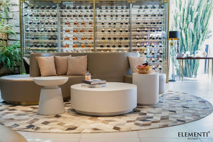 Elementi Home Rome 40" Large Cream White Concrete Coffee Table