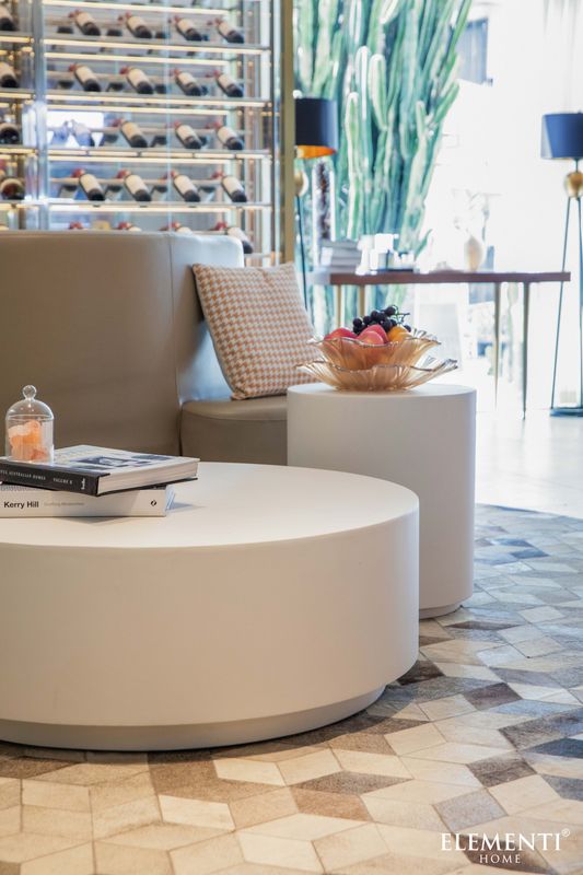 Elementi Home Rome 40" Large Cream White Concrete Coffee Table