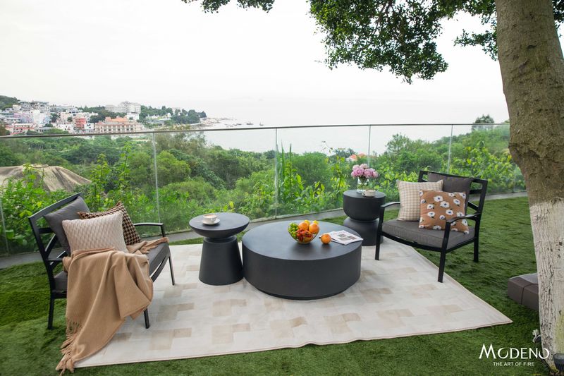 Elementi Home Rome 40" Large Slate Black Concrete Coffee Table