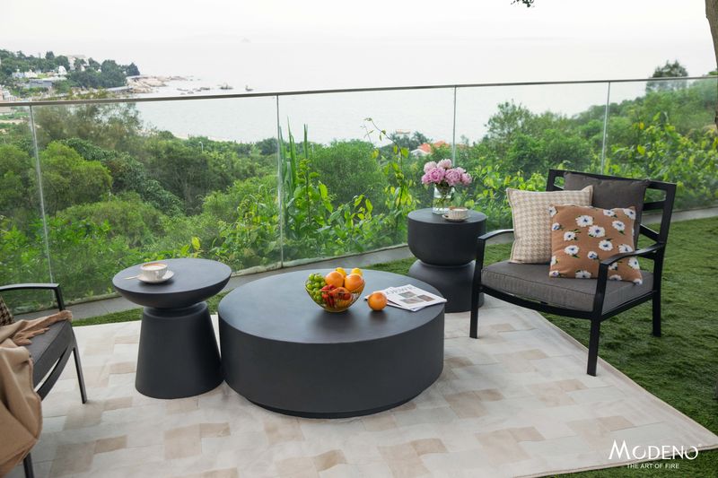 Elementi Home Rome 40" Large Slate Black Concrete Coffee Table