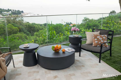 Elementi Home Rome 40" Large Slate Black Concrete Coffee Table