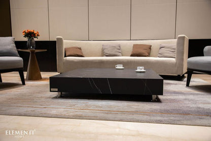 Elementi Home Sofia 62" Rectangle Bulgaria Black Marble Porcelain Coffee Table
