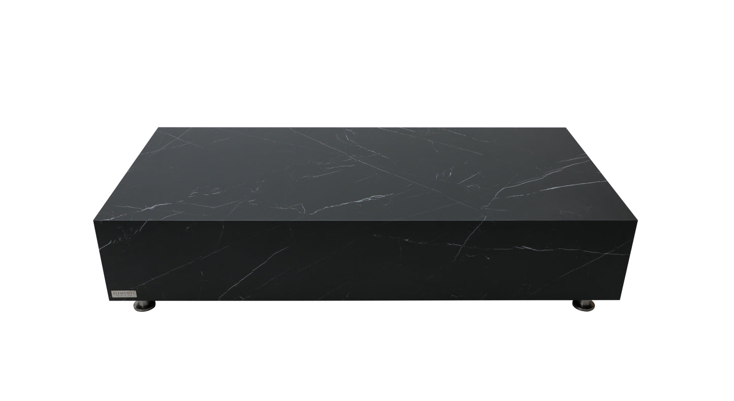 Elementi Home Sofia 62" Rectangle Bulgaria Black Marble Porcelain Coffee Table