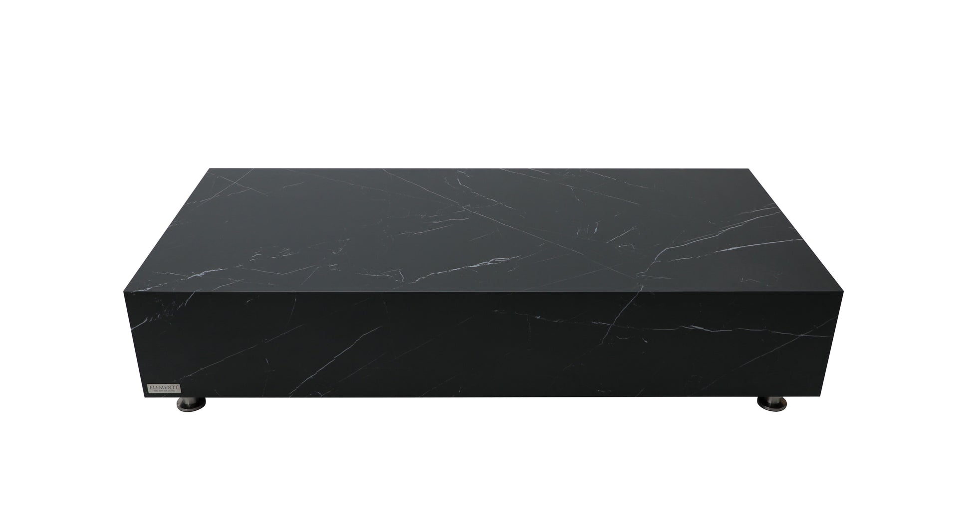 Elementi Home Sofia 62" Rectangle Bulgaria Black Marble Porcelain Coffee Table