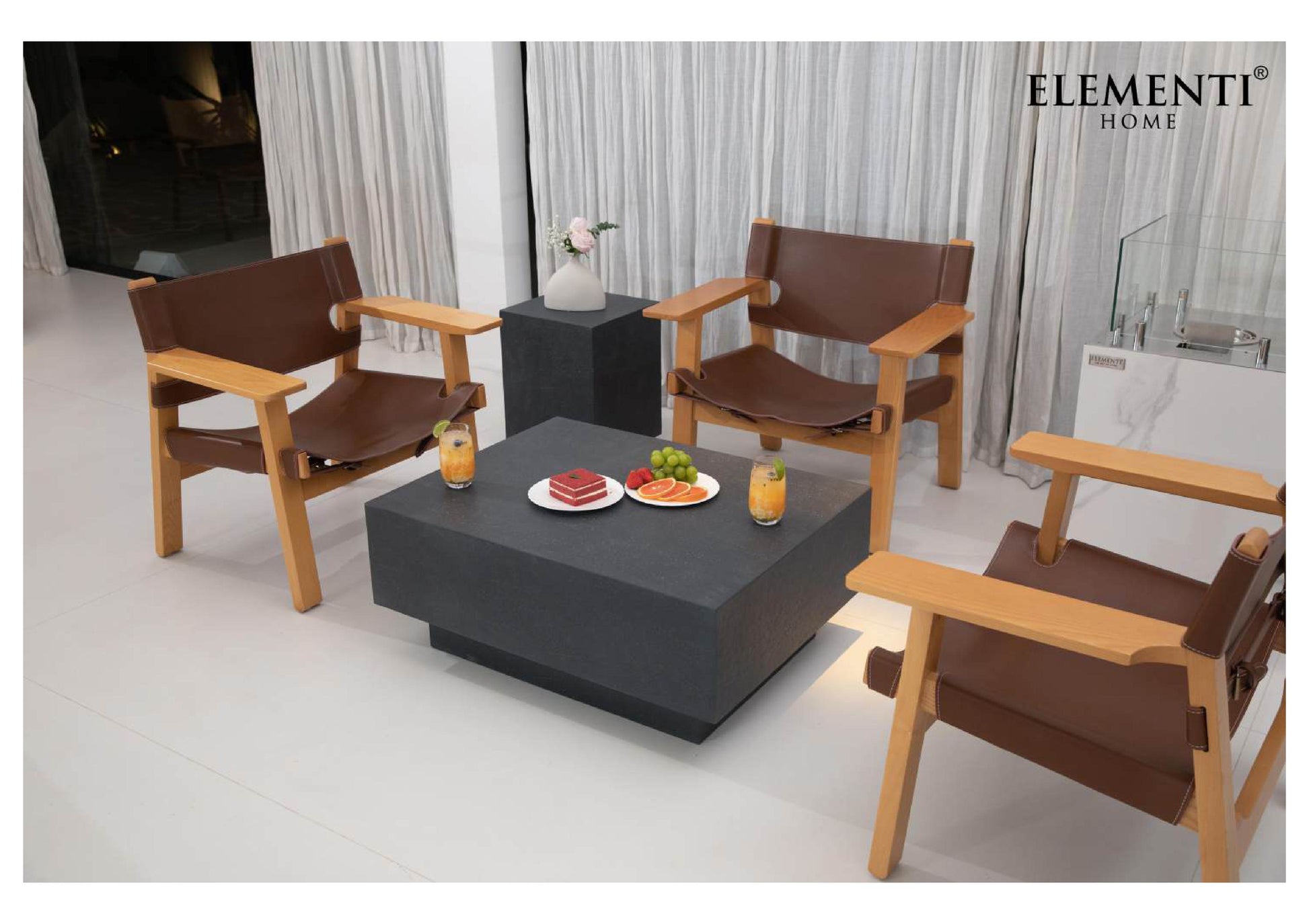 Elementi Home Tevere 14" Small Slate Black Concrete Side Table