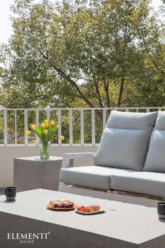 Elementi Home Tevere 14" Small Space Grey Concrete Side Table