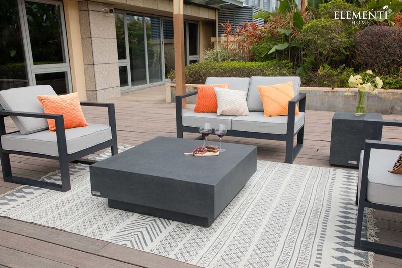 Elementi Home Tevere 18" Large Slate Black Concrete Side Table