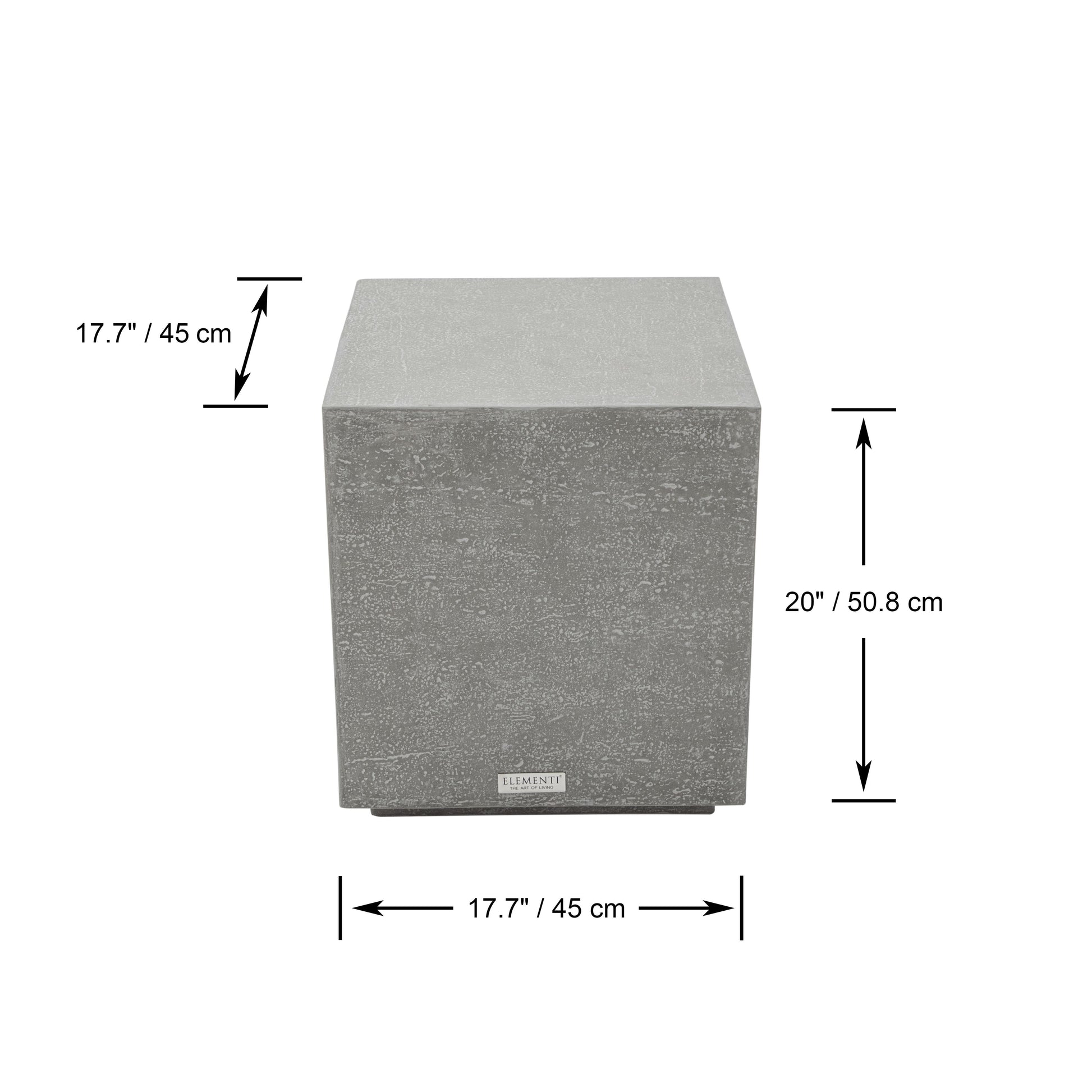 Elementi Home Tevere 18" Large Space Grey Concrete Side Table