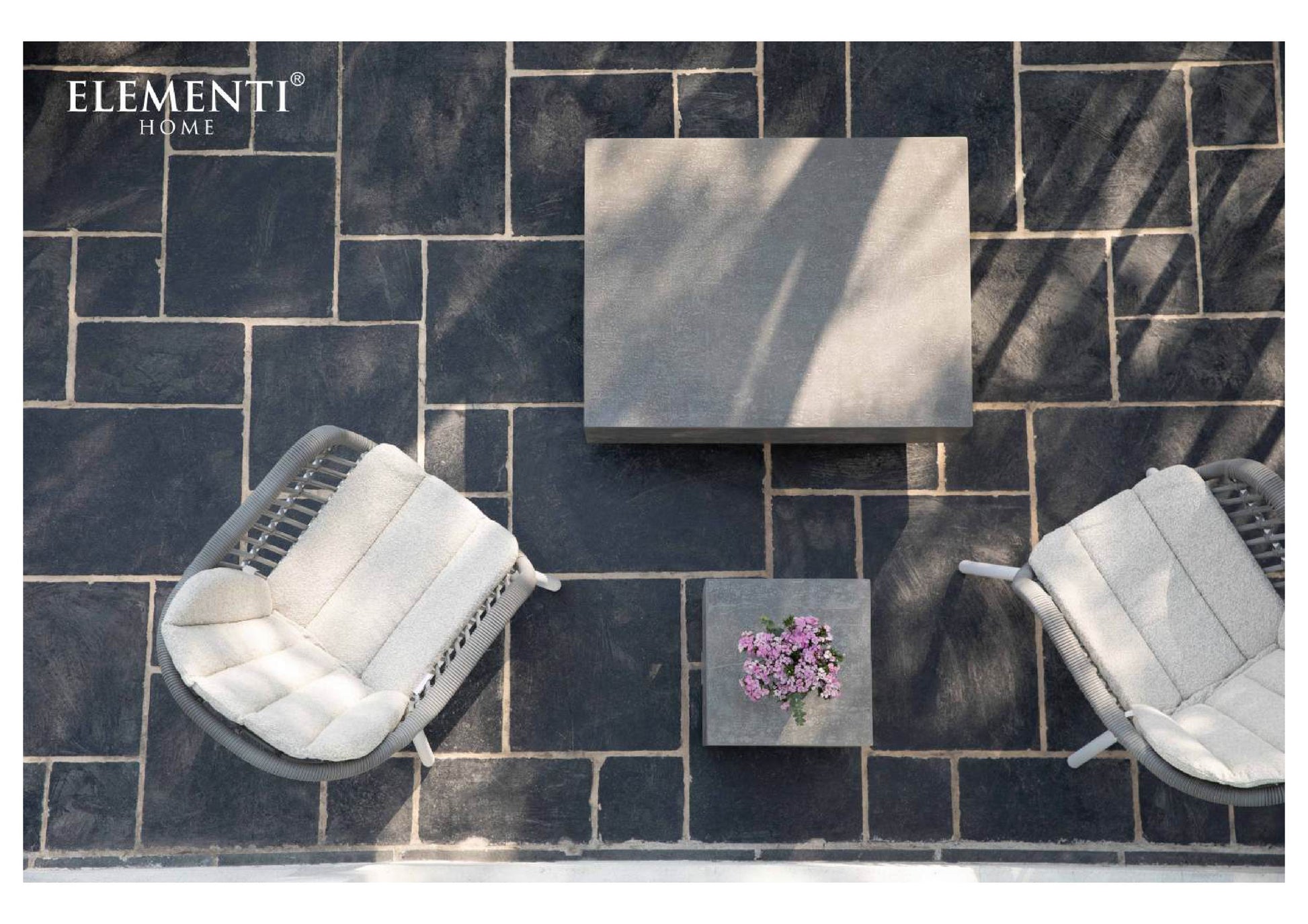 Elementi Home Tevere 18" Large Space Grey Concrete Side Table