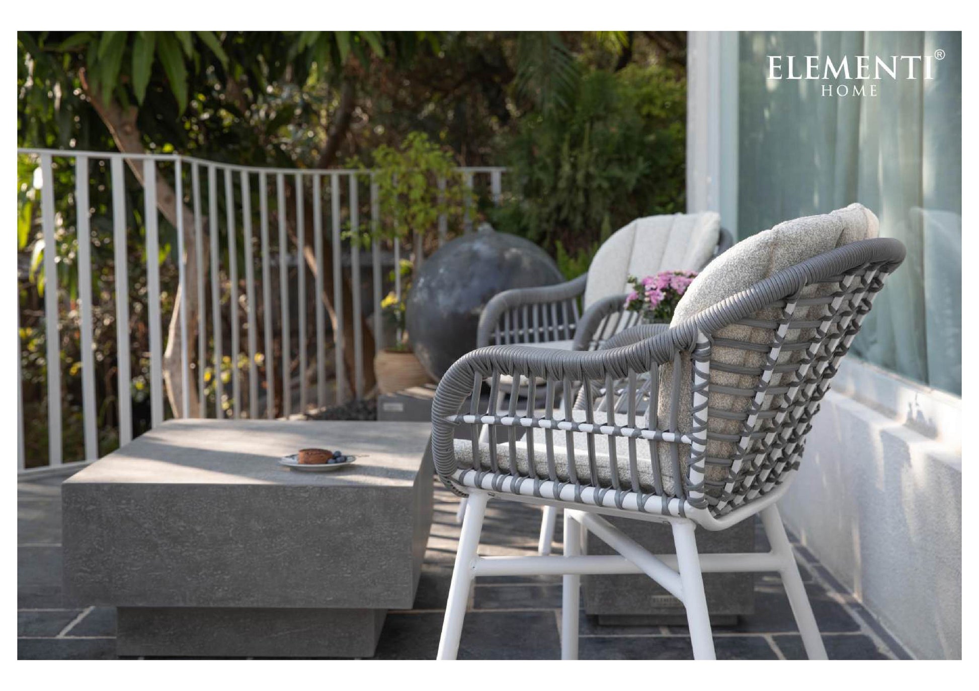 Elementi Home Tevere 34" Medium Rectangle Space Grey Concrete Coffee Table