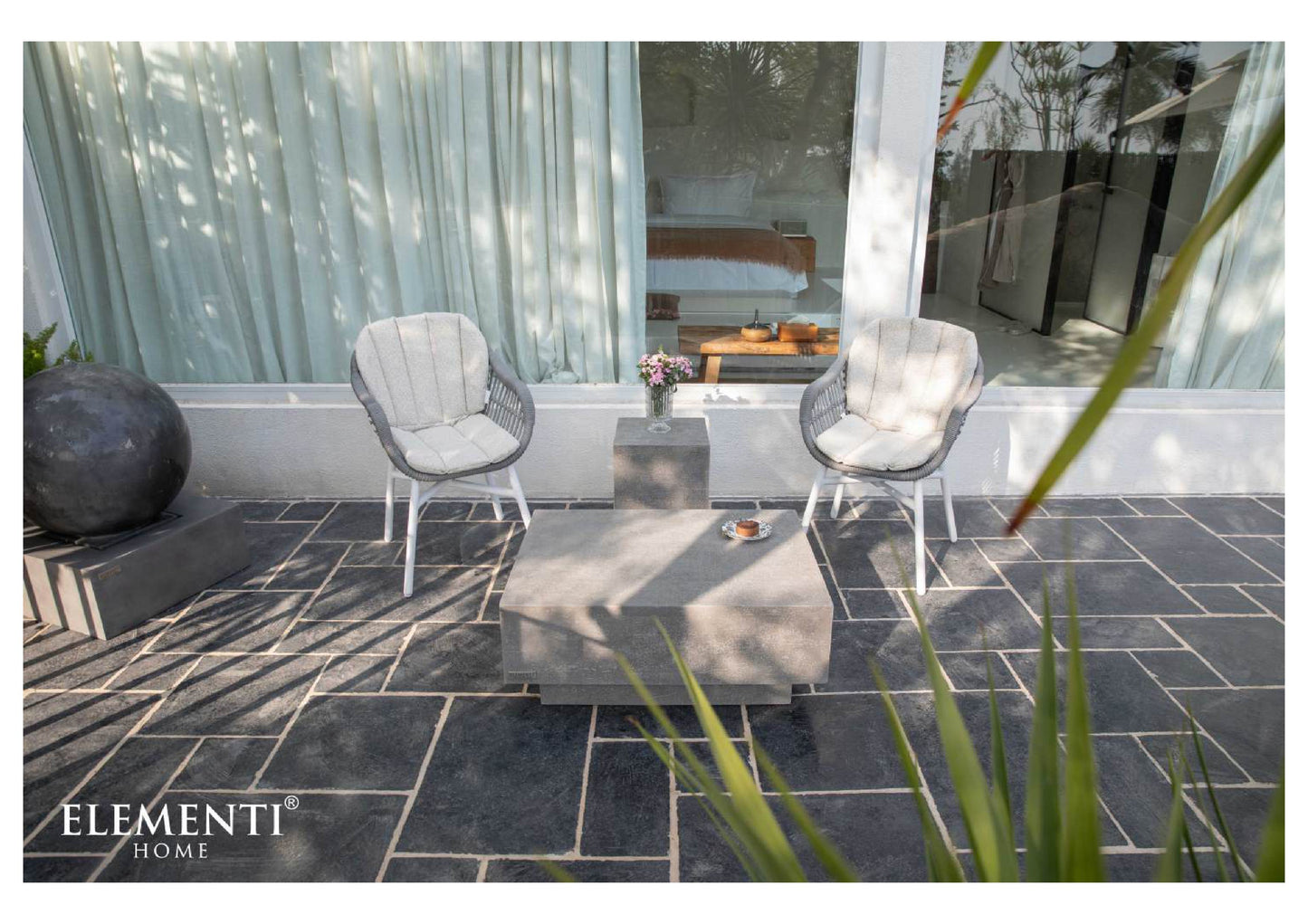 Elementi Home Tevere 34" Medium Rectangle Space Grey Concrete Coffee Table