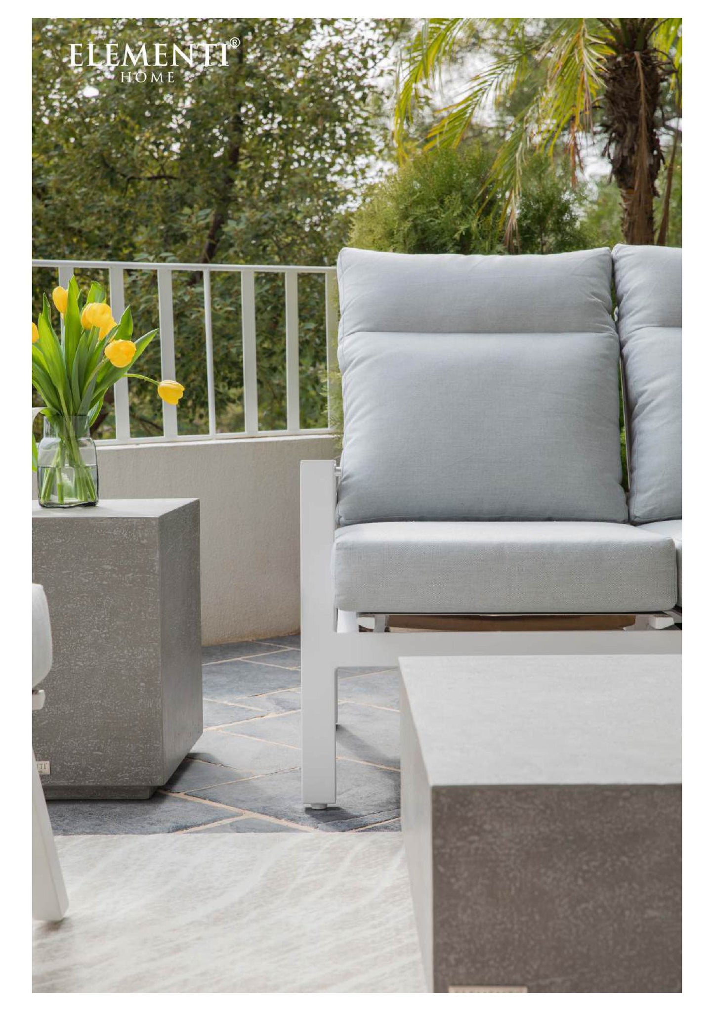 Elementi Home Tevere 60" Large Rectangle Space Grey Concrete Coffee Table