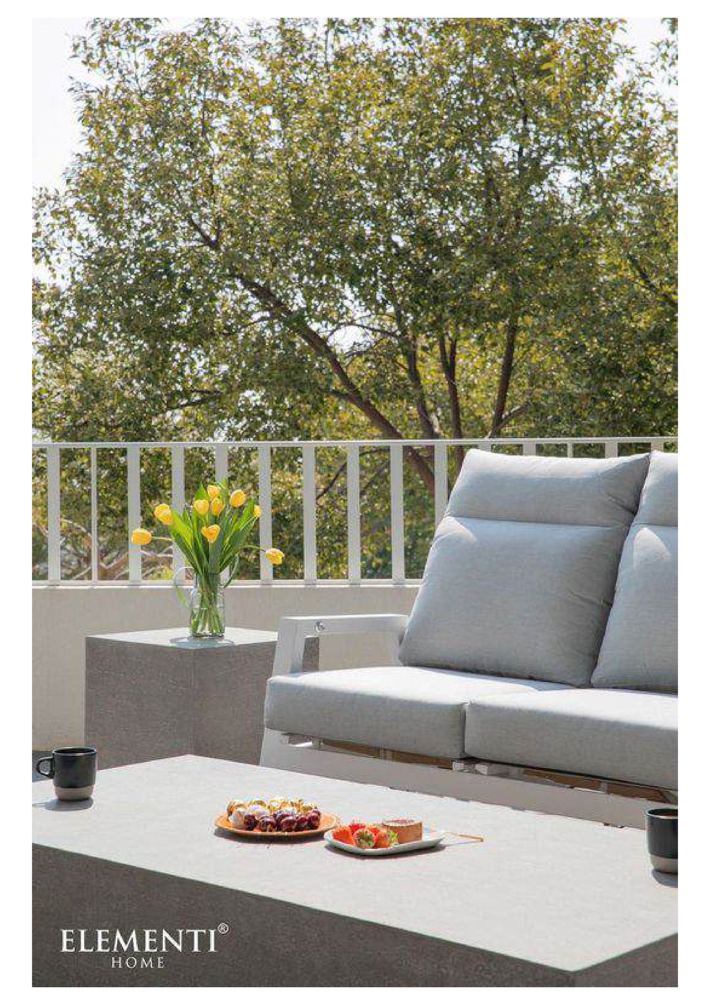 Elementi Home Tevere 60" Large Rectangle Space Grey Concrete Coffee Table