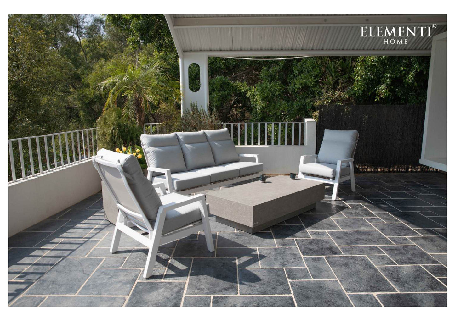 Elementi Home Tevere 60" Large Rectangle Space Grey Concrete Coffee Table