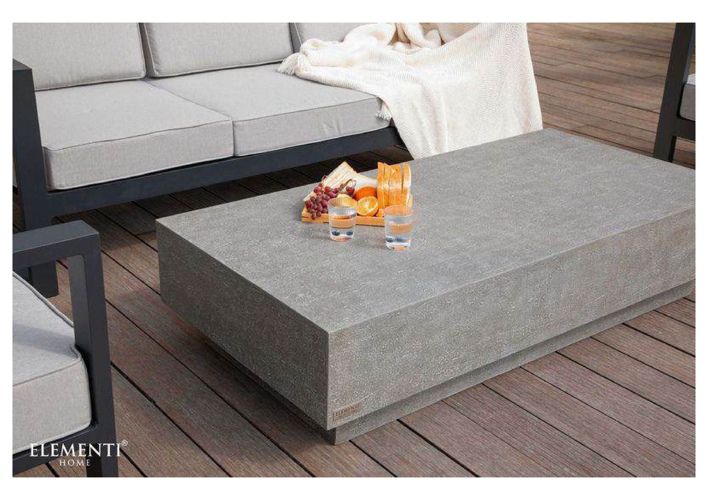 Elementi Home Tevere 60" Large Rectangle Space Grey Concrete Coffee Table