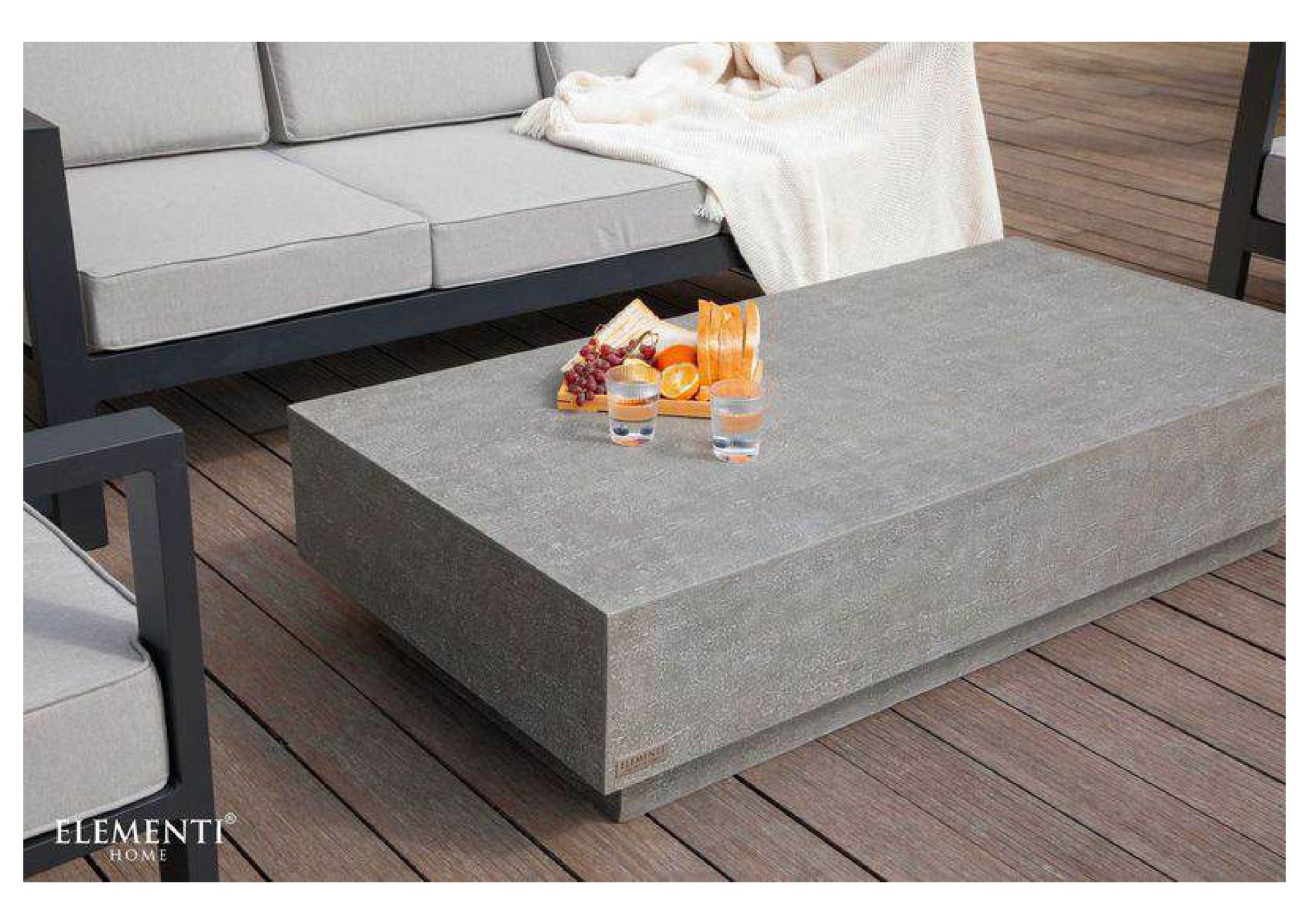 Elementi Home Tevere 60" Large Rectangle Space Grey Concrete Coffee Table