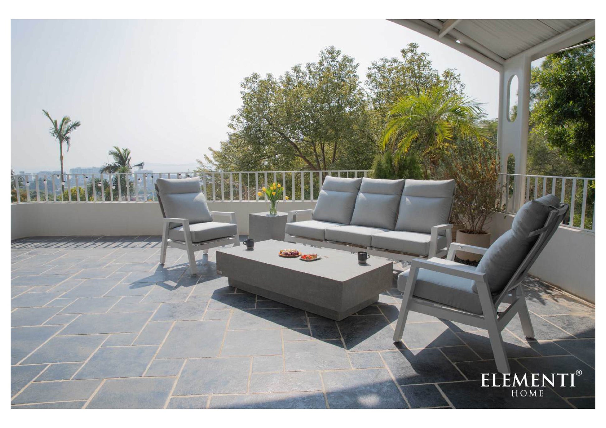 Elementi Home Tevere 60" Large Rectangle Space Grey Concrete Coffee Table