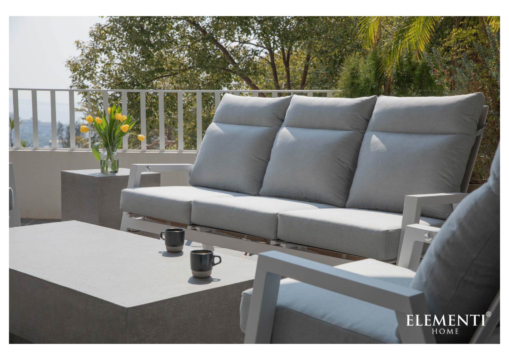 Elementi Home Tevere 60" Large Rectangle Space Grey Concrete Coffee Table